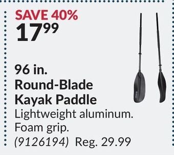 Princess Auto Round-blade kayak paddle offer