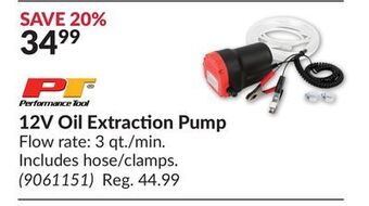 Princess Auto 12v oil extraction pump offer