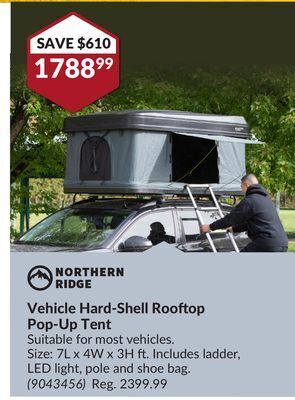 Princess Auto Vehicle hard-shell rooftop pop-up tent offer