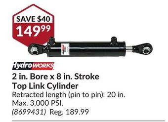 Princess Auto 2 in. bore x 8 in. stroke top link cylinder offer