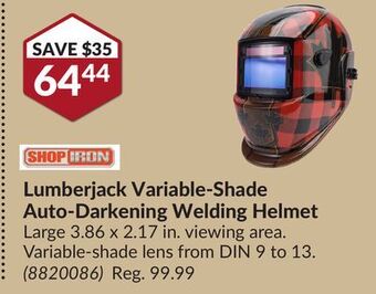 Princess Auto Lumberjack variable-shade auto-darkening welding helmet offer