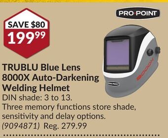 Princess Auto Trublu blue lens 8000x auto-darkening welding helmet offer