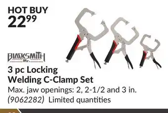Princess Auto 3 pc locking welding c-clamp set offer