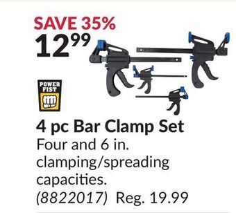 Princess Auto 4 pc bar clamp set offer
