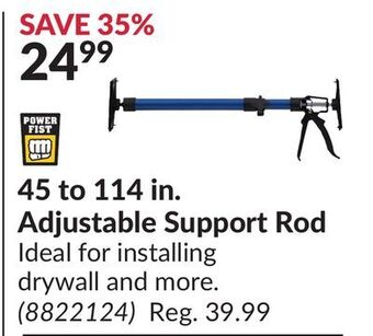 Princess Auto 45 to 114 in. adjustable support rod offer
