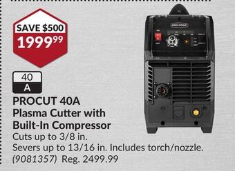 Princess Auto Procut 40a plasma cutter with built-in compressor offer