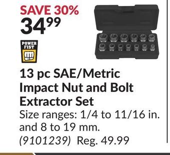 Princess Auto 13 pc sae/metric impact nut and bolt extractor set offer