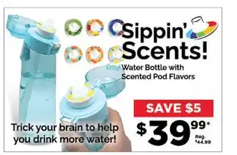 Showcase Water bottle with scented pod flavors offer