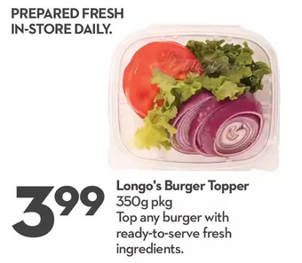 Longo's Longo's burger topper offer
