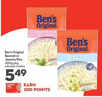 Longo's Ben's original basmati or jasmine rice offer