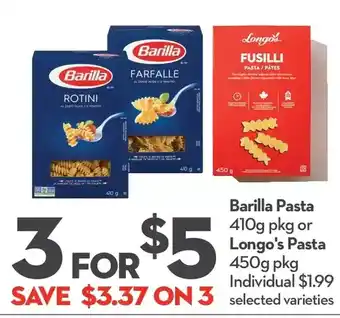 Longo's Barilla pasta or longo's pasta offer