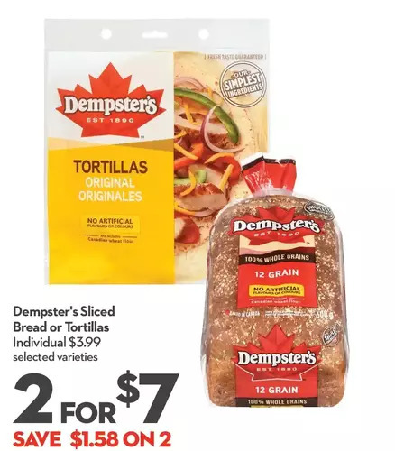 Longo's Dempster's sliced bread or tortillas offer