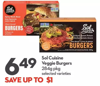 Longo's Sol cuisine veggie burgers offer