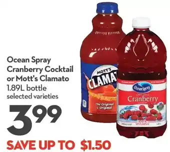 Longo's Ocean spray cranberry cocktail or mott's clamato offer