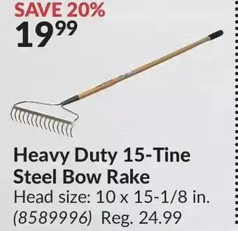 Princess Auto Heavy Duty 15-Tine Steel Bow Rake. Head size: 10 x 15-1/8 in offer