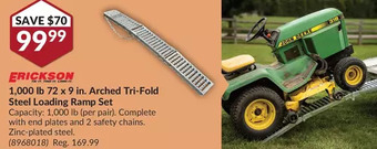 Princess Auto Erickson 1,000 lb 72 x 9 in. arched tri-fold steel loading ramp set offer