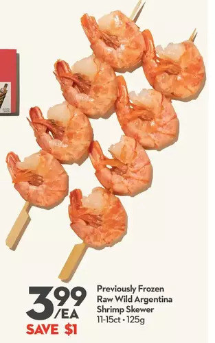 Longo's Raw wild argentina shrimp skewer offer
