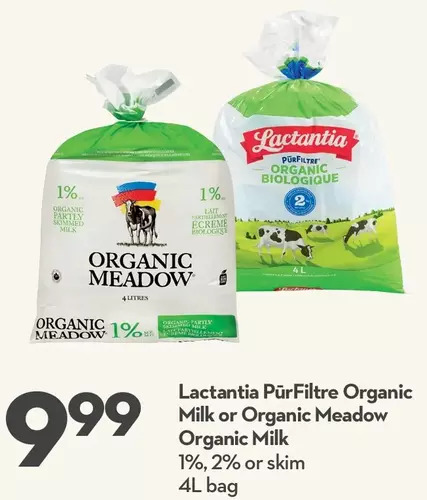 Longo's Lactantia purfiltre organic milk or organic meadow organic milk offer