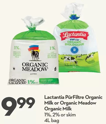 Longo's Lactantia purfiltre organic milk or organic meadow organic milk offer