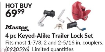 Princess Auto Master Lock 4 pc Keyed-Alike Trailer Lock Set Fits most 1-7/8, 2 and 2-5/16 in. couplers. offer