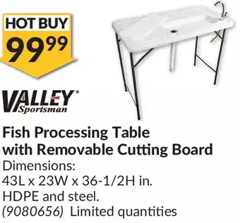 Princess Auto Valley sportsman fish processing table with removeable cutting board offer