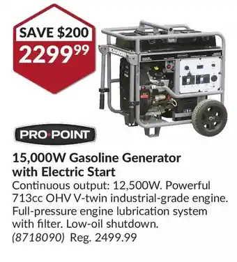 Princess Auto PRO POINT 15,000W Gasoline Generator with Electric Start offer