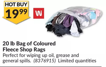 Princess Auto 20 lb bag of coloured fleece shop rags offer