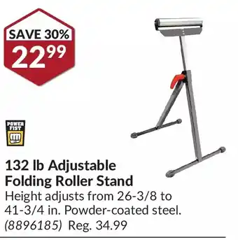 Princess Auto Power fist 132 lb adjustable folding roller stand offer