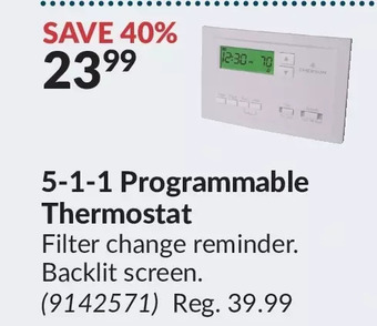 Princess Auto 5-1-1 programmable thermostat offer