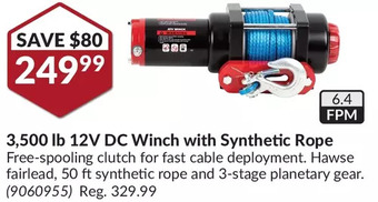 Princess Auto Erickson 3,500 lb 12v dc winch with synthetic rope offer