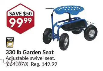 Princess Auto t 330 lb garden seat. Adjustable swivel seat. offer