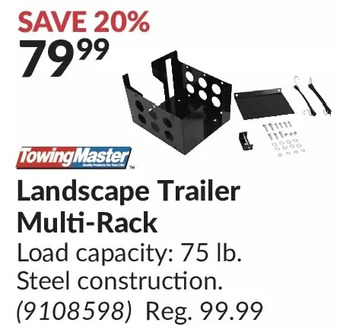 Princess Auto Towing Master Landscape Trailer Multi-Rack Load capacity: 75 lb. Steel construction. offer