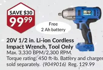 Princess Auto Power fist 20v 1/2 in. li-ion cordless impact wrench offer