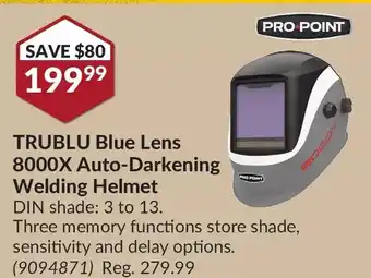Princess Auto Pro-point trublu blue lens 8000x auto-darkening welding helmet offer