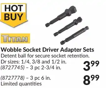 Princess Auto Titan wobble socket driver adapter sets 3 pc 2-3/4 in. offer