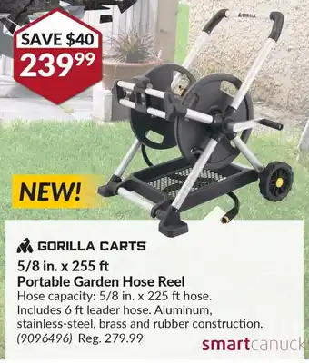 Princess Auto 5/8 in. x 25 ft Portable Garden Hose Reel. Hose capacity: 5/8 in. x 225 ft hose. Includes 6 ft leader hose. offer