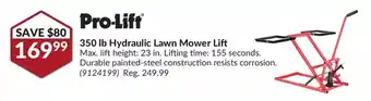 Princess Auto Pro-lift 350 lb hydraulic lawn mower kit offer