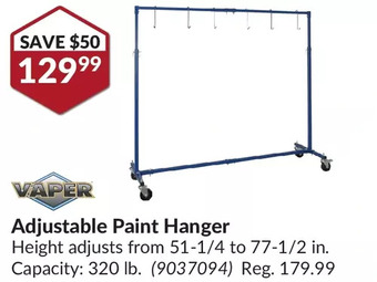 Princess Auto Vaper adjustable paint hanger offer