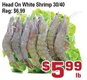 Top Food Supermarket Head on white shrimp offer