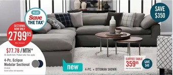 The Brick Eclipse 4-piece linen-look fabric modular sectional - slate offer