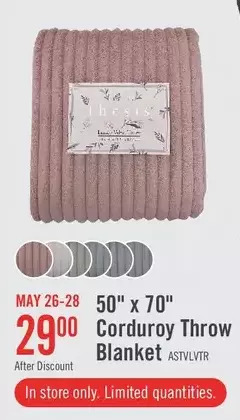 The Brick 50 x 70 corduroy throw blanket offer
