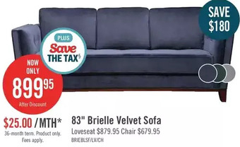 The Brick Brielle velvet sofa - blue offer