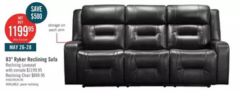 The Brick Ryker leath-aire reclining sofa - grey offer