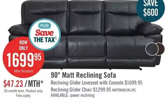 The Brick Matt leather-look fabric reclining sofa - black offer