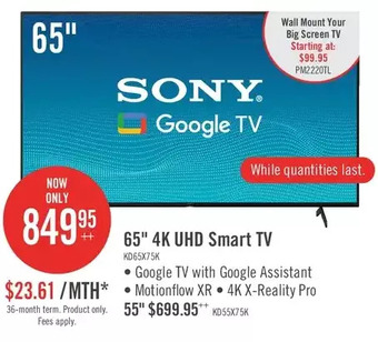 The Brick Sony bravia 65 x75k 4k hdr smart tv offer