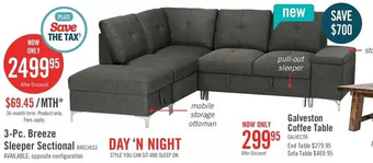 The Brick Breeze 3-piece left-facing linen-look fabric sleeper sectional - charcoal offer