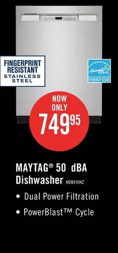 The Brick Maytag front-control dishwasher with dual power filtration - mdb4949skz offer