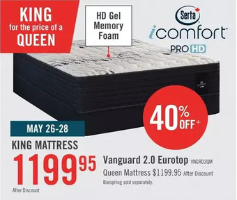 The Brick Serta icomfort hybrid prohd vanguard 2.0 eurotop queen mattress offer