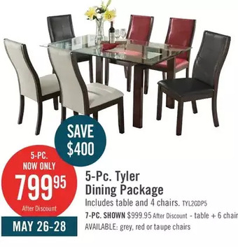The Brick Tyler 5-piece dining package - grey offer