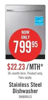 The Brick Samsung top-control dishwasher with stormwash™ - dw80r5061us/aa offer